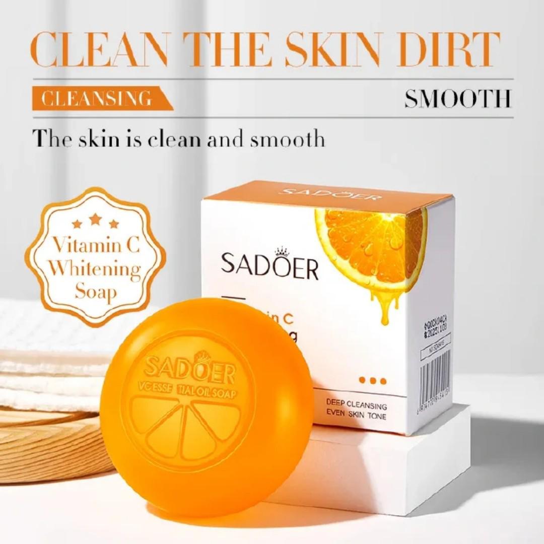 SADOER 3pcs Vitamin C Soap, Vitamin C Black Spots Whitening Soap, Removes Dirt, Whiten Black Spots, Fade Dark Marks, Brighten Skin