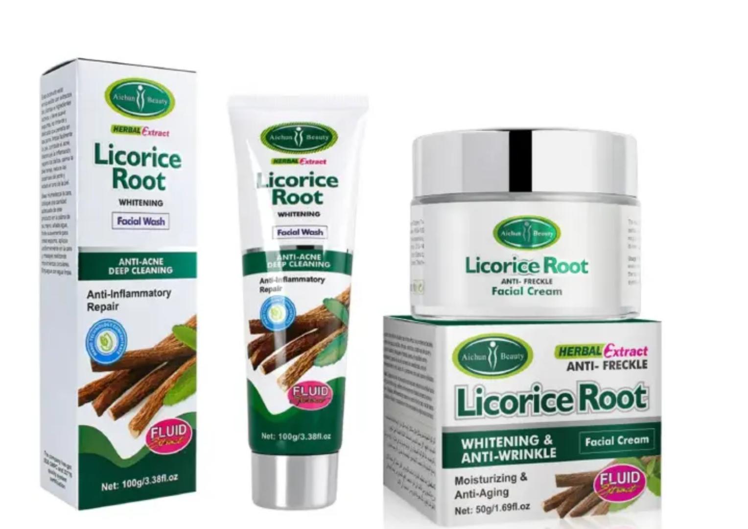 Aichun Beauty Licorice Root Facial Wash and Facial Cream for Deep Cleansing, Whitening & Anti-wrinkle