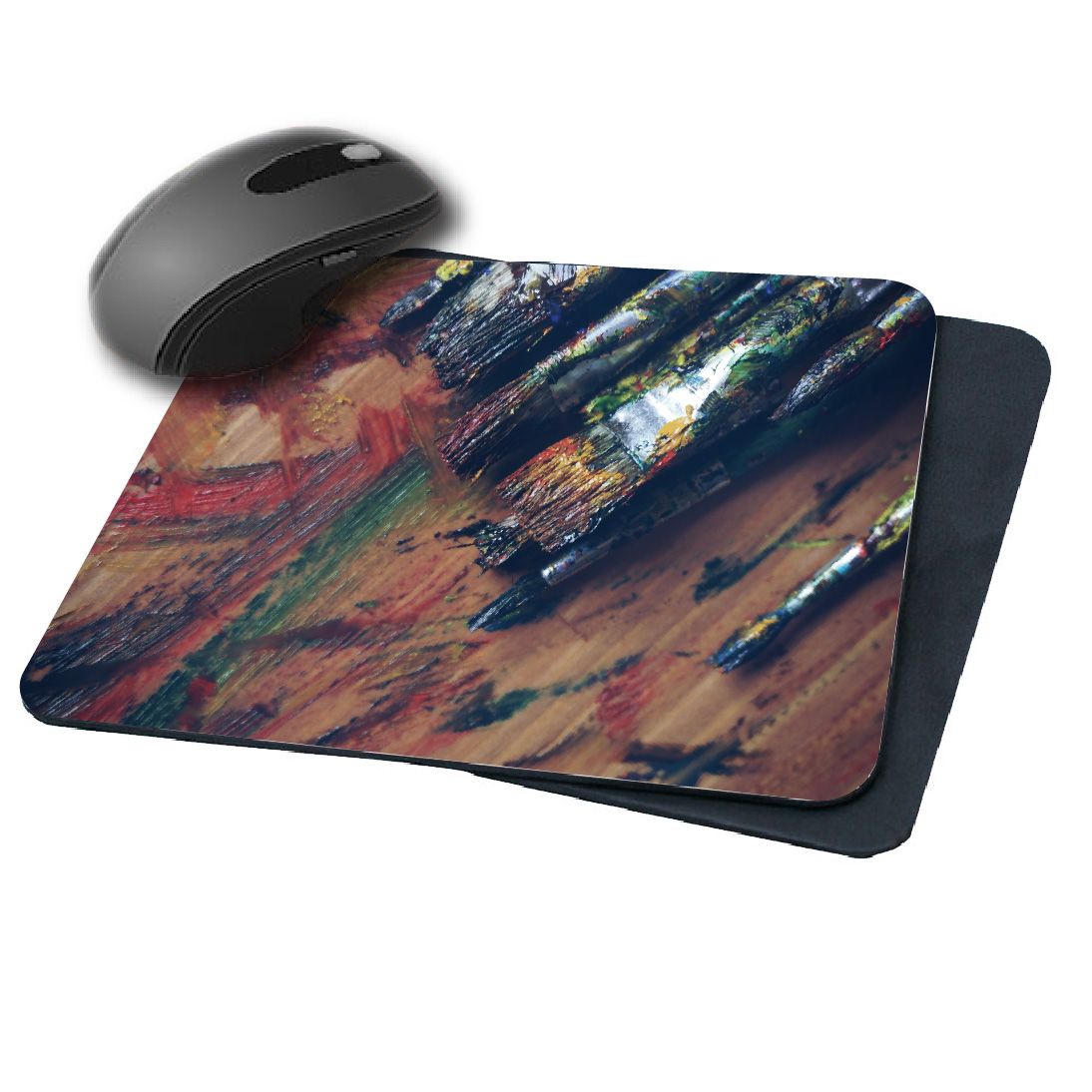 PAINT BRUSH ART CUSTOM PRINTED MOUSE PAD, anti skid with strong material and quality printed FOR OFFICE USE OR GIFTING. Get a laptop skin of the same from the store