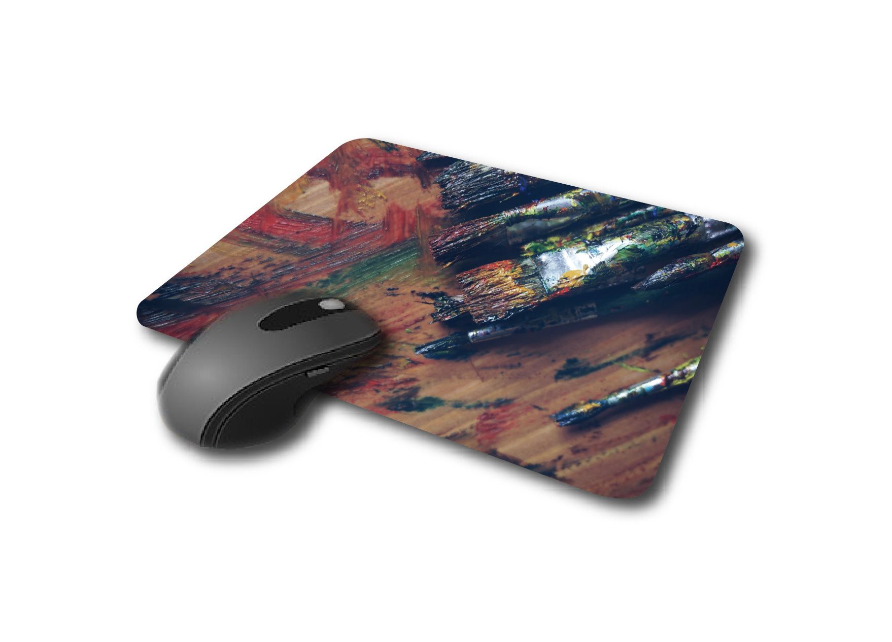 PAINT BRUSH ART CUSTOM PRINTED MOUSE PAD, anti skid with strong material and quality printed FOR OFFICE USE OR GIFTING. Get a laptop skin of the same from the store