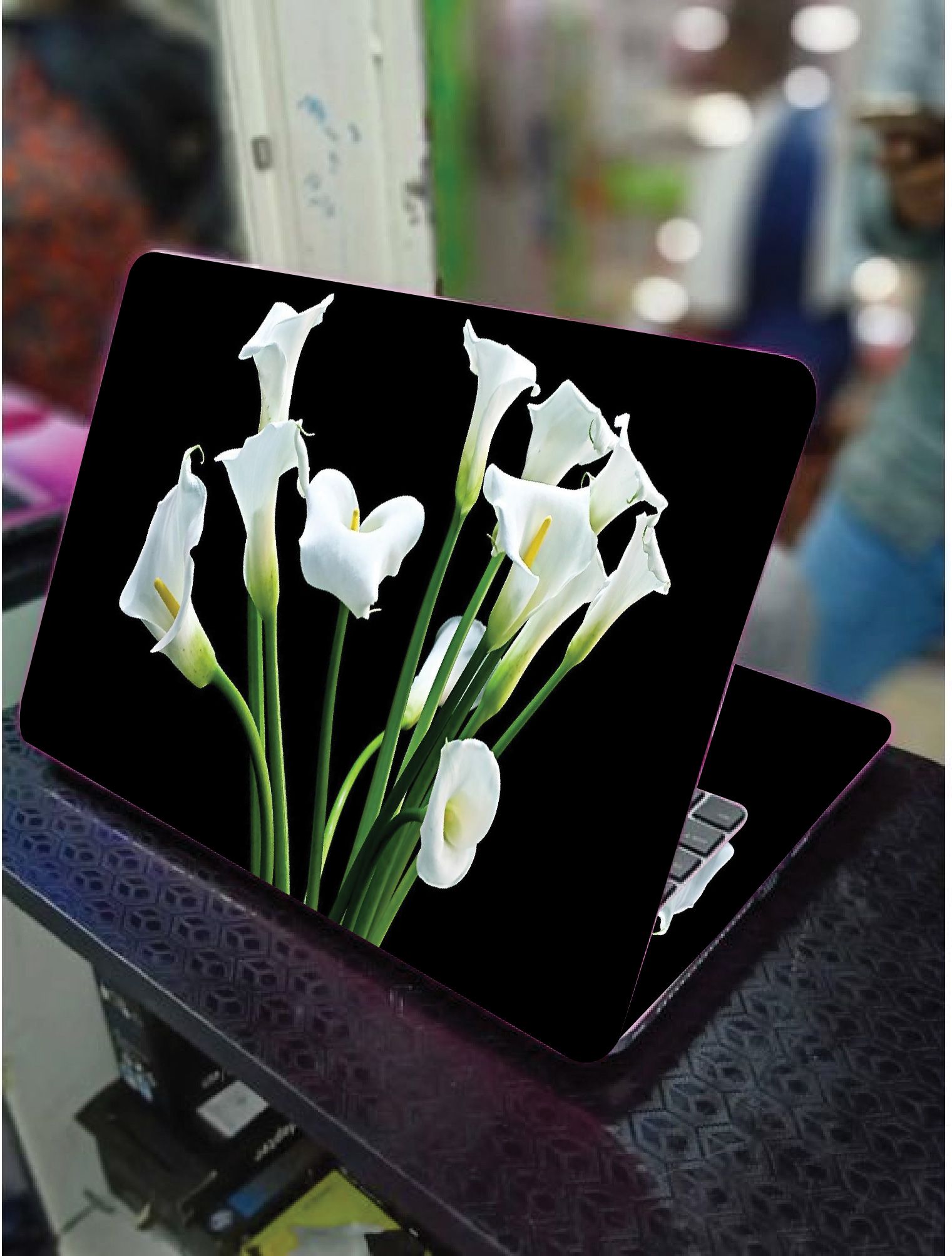 WHITE FLOWER LAPTOP SKIN/COVER/STICKER, For Laptop Size 11" 13.3" 14" 15" 15.4" 15.6 Universal Vinyl Skin Sticker Cover.