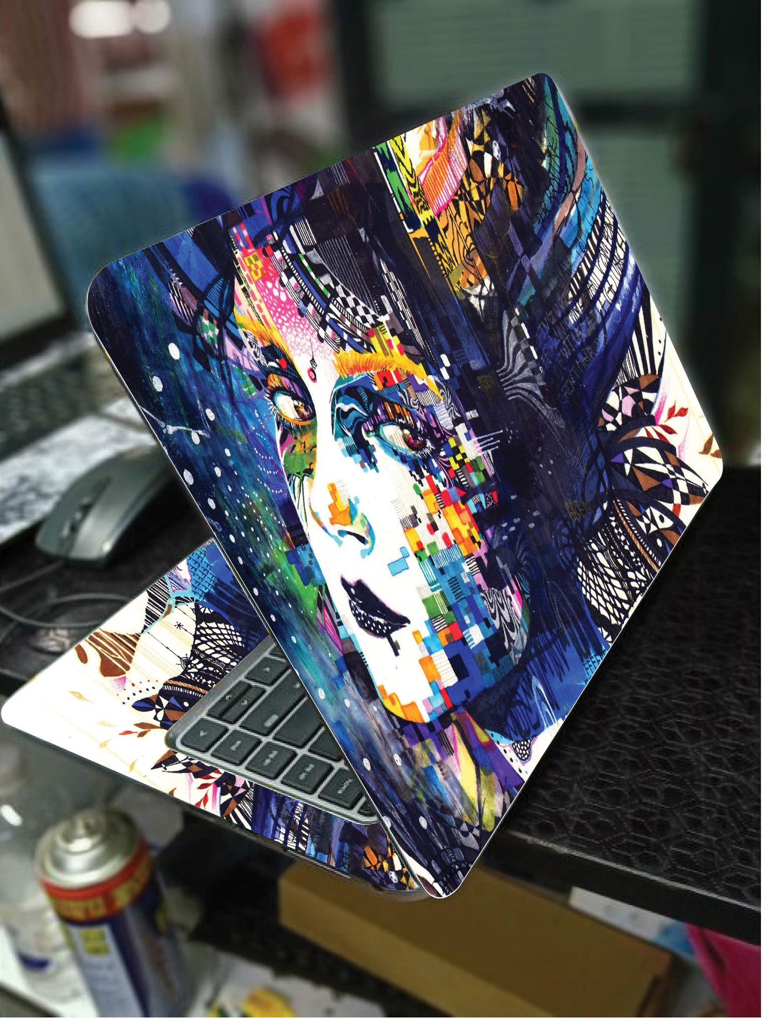 LADY FACE ART LAPTOP SKIN/COVER/STICKER, For Laptop Size 11" 13.3" 14" 15" 15.4" 15.6 Universal Vinyl Skin Sticker Cover. AND A CUSTOM MOUSE PAD OF THE SAME
