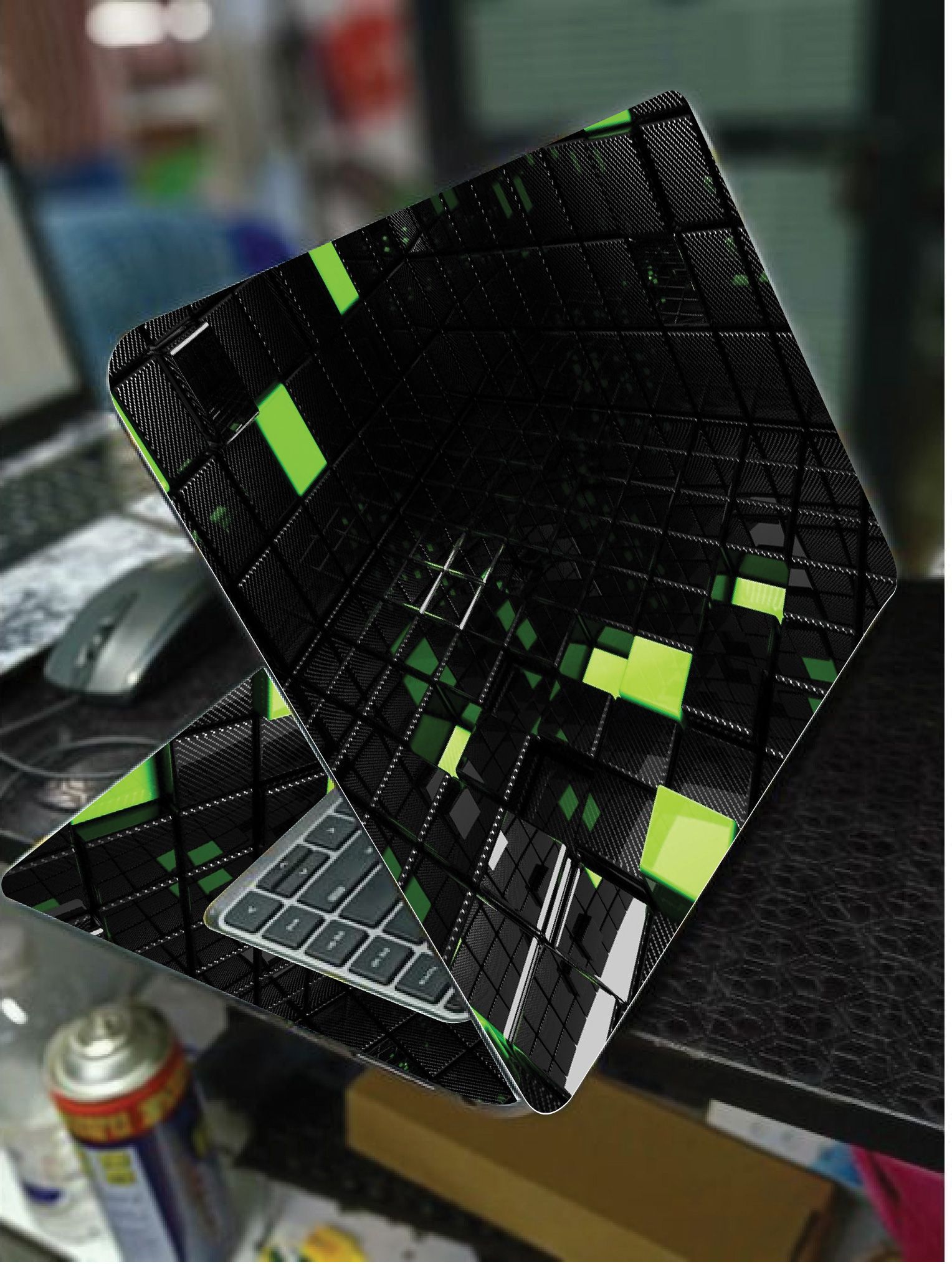 CARBON FIBRE ART LAPTOP SKIN/COVER/STICKER, For Laptop Size 11" 13.3" 14" 15" 15.4" 15.6 Universal Vinyl Skin Sticker Cover. AND A CUSTOM MOUSE PAD OF THE SAME