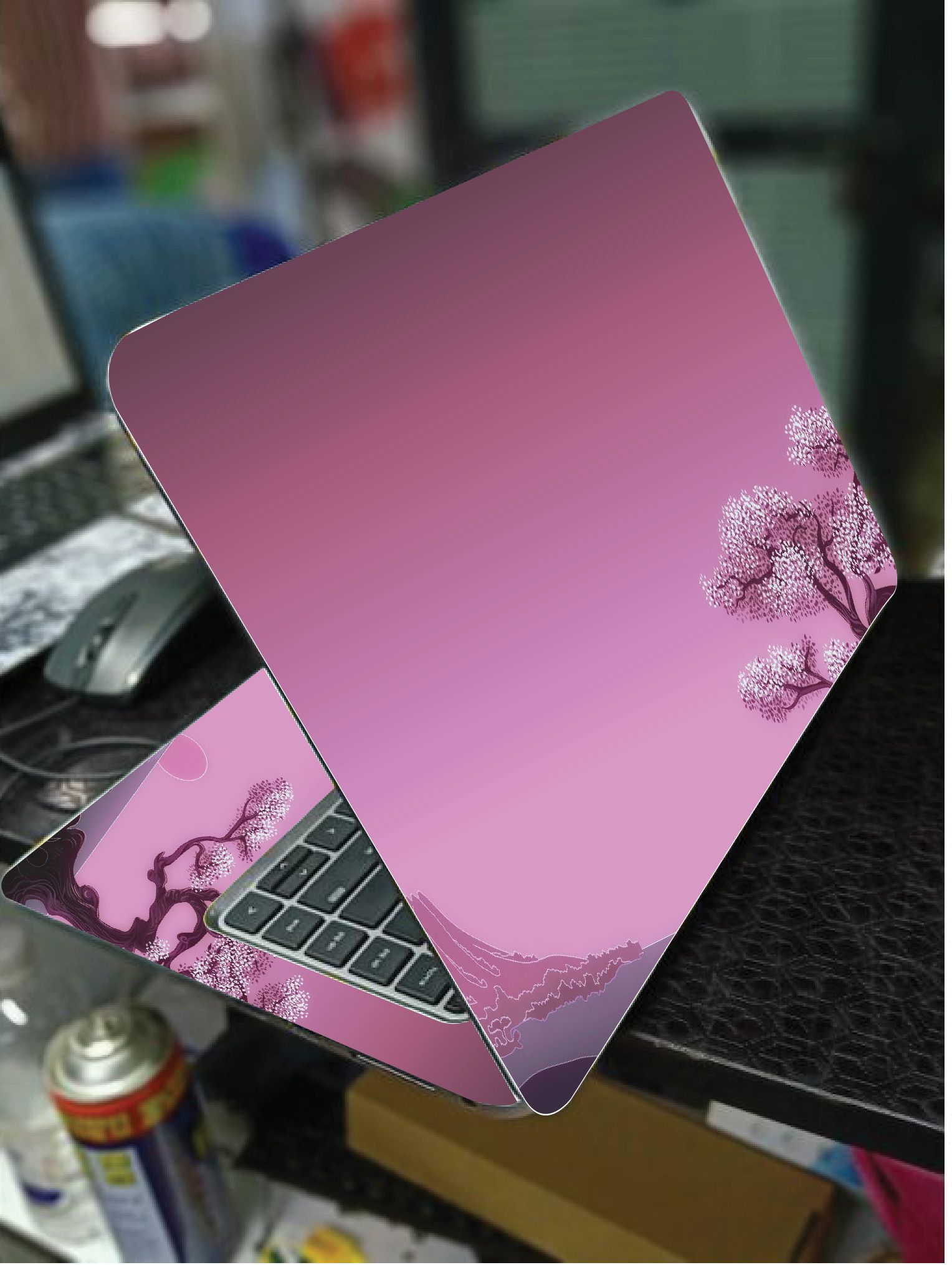 PINK TREE LAPTOP SKIN/COVER/STICKER, For Laptop Size 11" 13.3" 14" 15" 15.4" 15.6 Universal Vinyl Skin Sticker Cover. AND A CUSTOM MOUSE PAD OF THE SAME