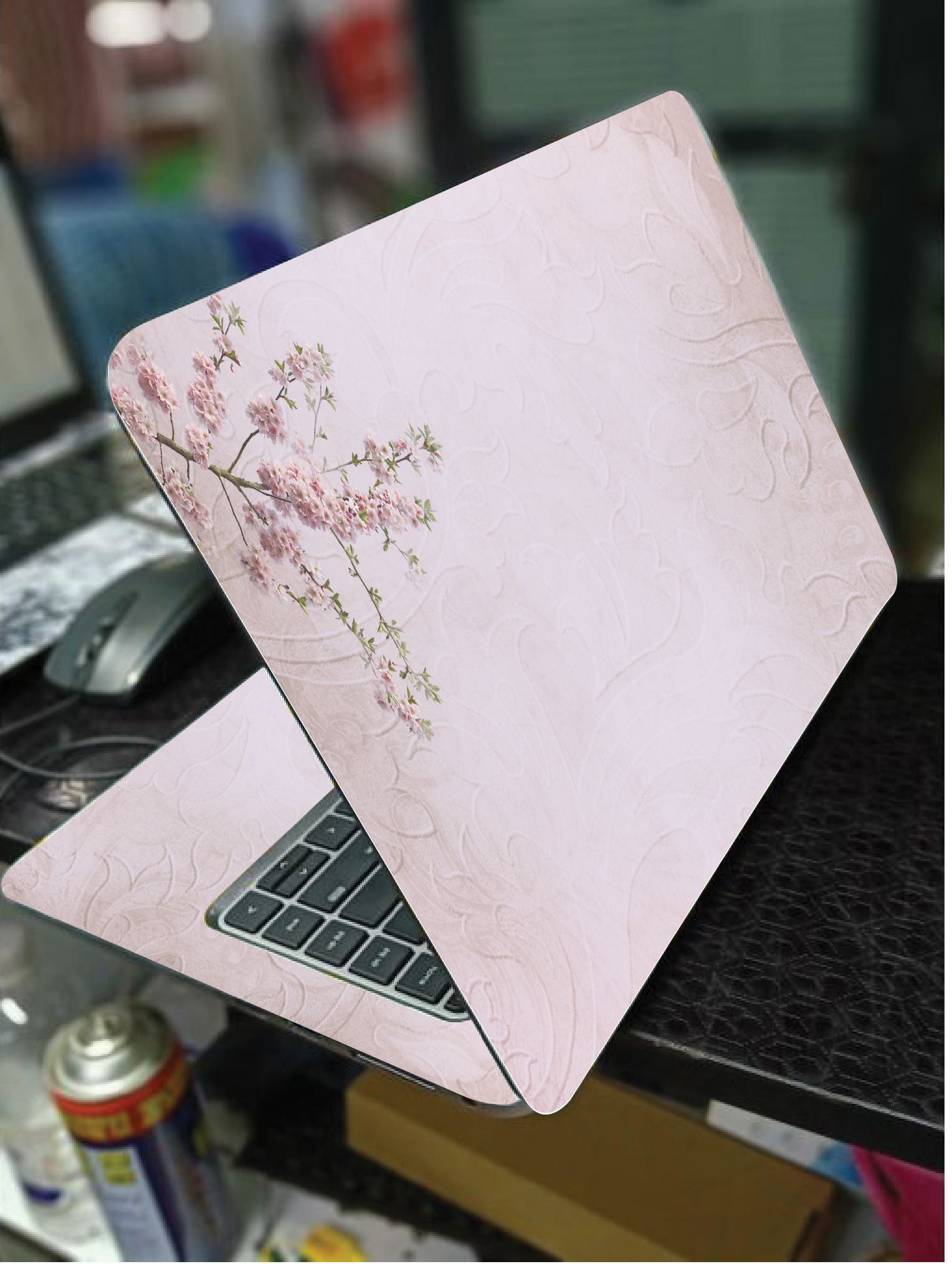 TWIG FLOWER MAN LAPTOP SKIN/COVER/STICKER, For Laptop Size 11" 13.3" 14" 15" 15.4" 15.6 Universal Vinyl Skin Sticker Cover. AND A CUSTOM MOUSE PAD OF THE SAME