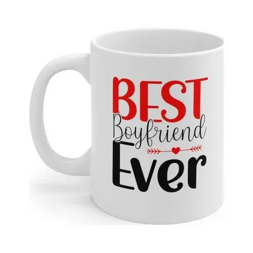 BEST BOYFRIEND NORMAL MUG AND HEAT SENSITIVE COLOR CHANGING MAGIC MUG GIFT, 350 ml CAPACITY Black when cold, white and shows printed art when hot