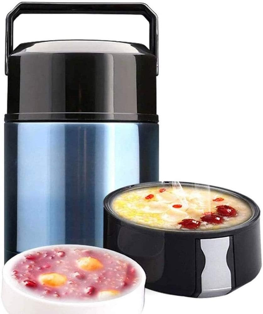 Portable Double layer Stainless Steel Insulation Barrel Smoldering Pot, a Removable Hot Lunch Box for Offices, Schools and Homes
