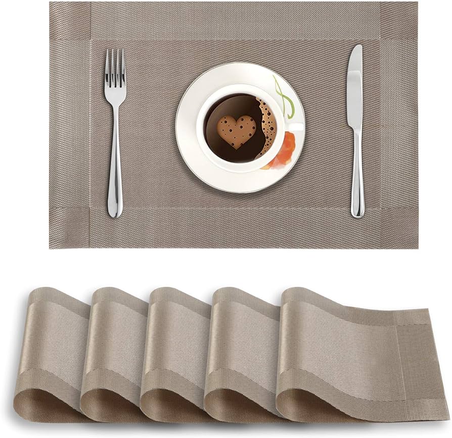 Set of 6 Table Mats for Dining Tables Woven Washable Non Slip Place mats Outdoor Indoor for Dining Table Kitchen Decor