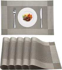 Set of 6 Table Mats for Dining Tables Woven Washable Non Slip Place mats Outdoor Indoor for Dining Table Kitchen Decor