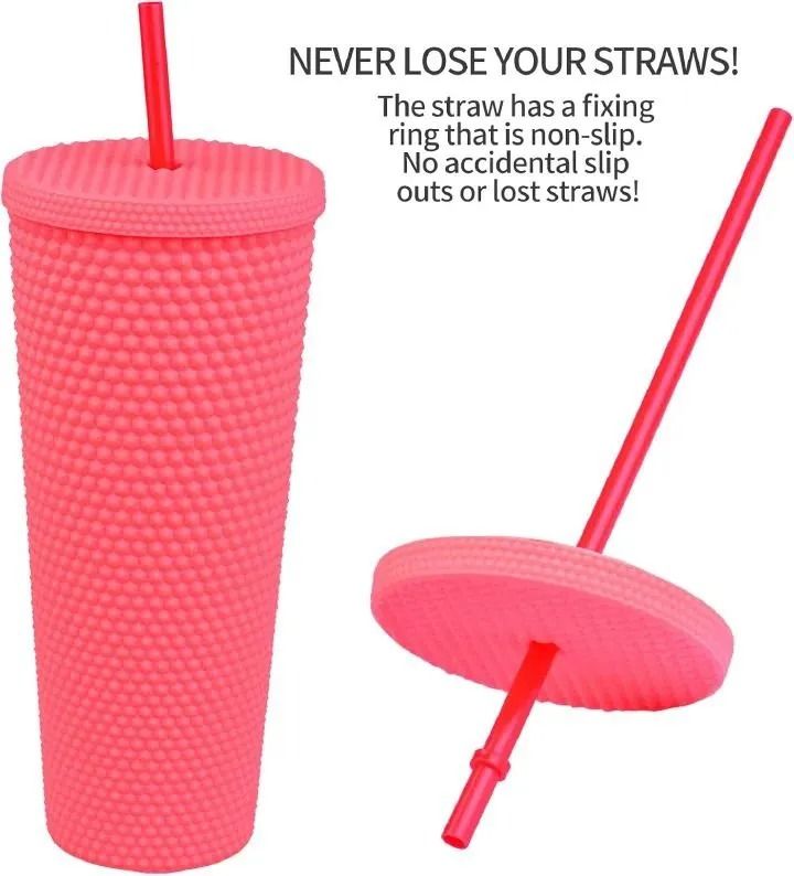 1000ml Plastic tumbler ,Large Capacity Water Cup Fully Studded Matte Tumbler Reusable Plastic Cup with Wide Opening Leak-Proof Lid Straw