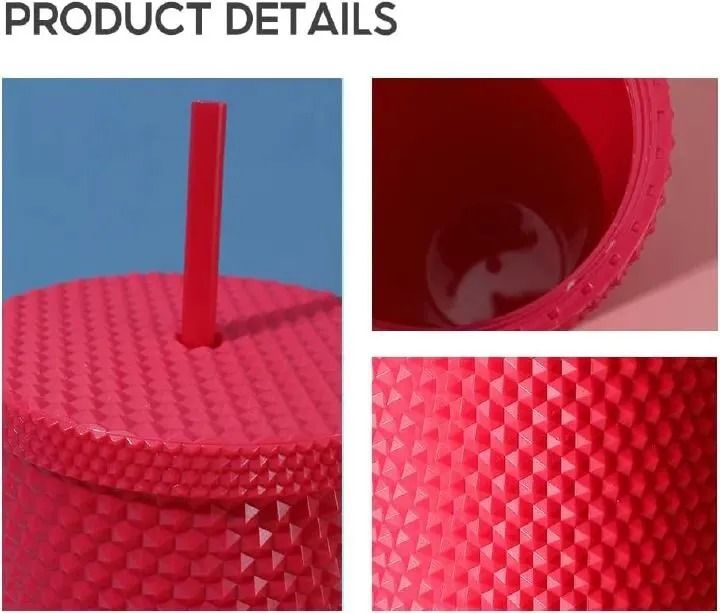 1000ml Plastic tumbler ,Large Capacity Water Cup Fully Studded Matte Tumbler Reusable Plastic Cup with Wide Opening Leak-Proof Lid Straw