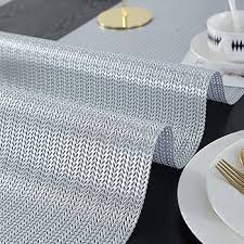 PVC Hollow Table Runner Non-slip Decorative Table Mats Placemat for Home Party Kitchen Dining Wedding Decor (150CM X 34CM)