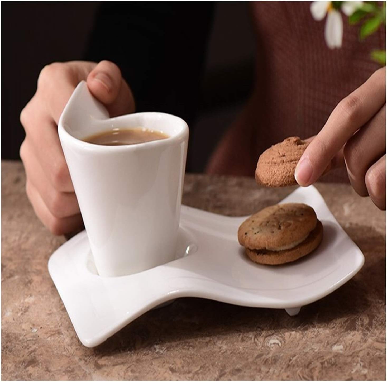 6pc fancy expresso white cup coloured saucer ,Classic design fit any kitchen style Each mug in porcelain drinkware set of six is dishwasher safe for easy cleaning, Slim and small enough for smart cup