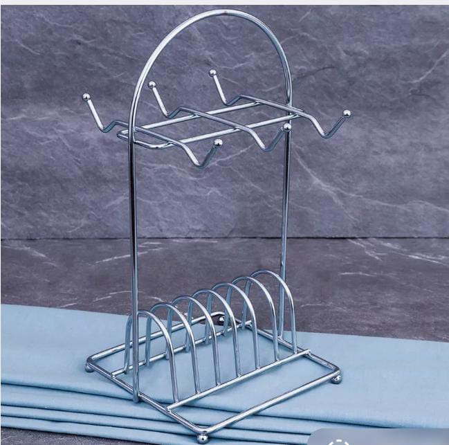 1Pc Classy High Quality stainless steel Cup and saucer rack Holds 6cups and 6saucers (Size 11 by 6)