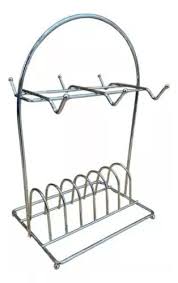 1Pc Classy High Quality stainless steel Cup and saucer rack Holds 6cups and 6saucers (Size 11 by 6)