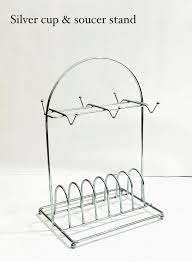 1Pc Classy High Quality stainless steel Cup and saucer rack Holds 6cups and 6saucers (Size 11 by 6)