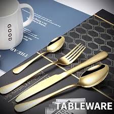 24pc Gold Cutlery Square Set, Cutlery Dinner Set Spoons, Forks, Knives