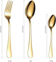 24pc Gold Cutlery Square Set, Cutlery Dinner Set Spoons, Forks, Knives