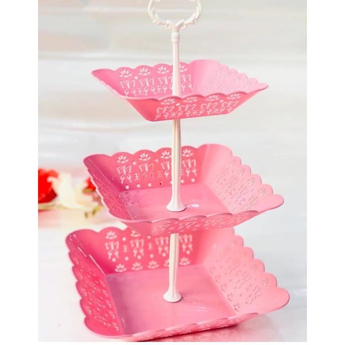 1pc Plastic rectangle cake stand 3layer,Made of quality plastic, food safe, BPA free and non-toxic; Lightweight yet sturdy for use.