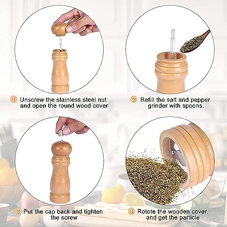 Pepper grinder small. . Crafted from high-quality wood, this sturdy grinder offers durability and style for any occasion. With a simple twist of the knob at the top