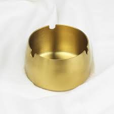 gold steel Ashtray Storage, Cigarette Ashtray, Windproof  Ashtray for Outdoor Weed Indoor Use, Vintage Ashtray
