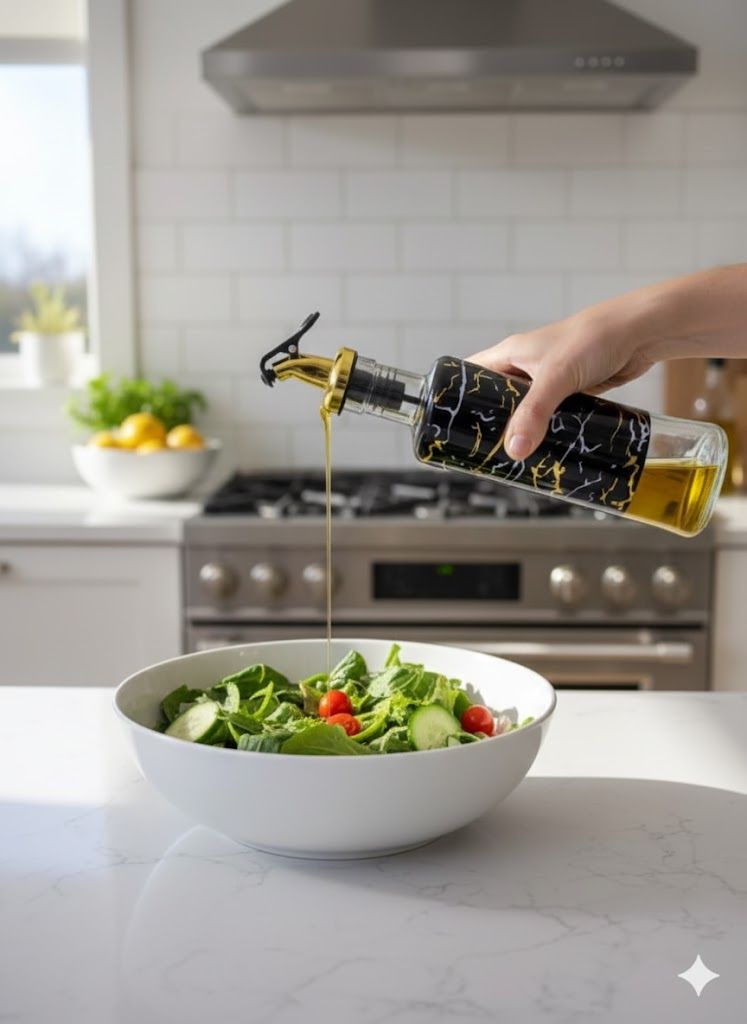 MARBLE OIL JAR CERAMIC EDIBLE OIL DISPENSER BOTTLE, OLIVE OIL SUB-BOTTLING FOR KITCHEN SEASONING STORAGE