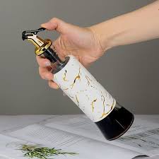 MARBLE OIL JAR CERAMIC EDIBLE OIL DISPENSER BOTTLE, OLIVE OIL SUB-BOTTLING FOR KITCHEN SEASONING STORAGE