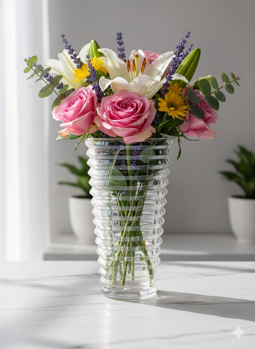 glass vase conical rainbow Decorative for Table Home Decor Office Wedding Living Room