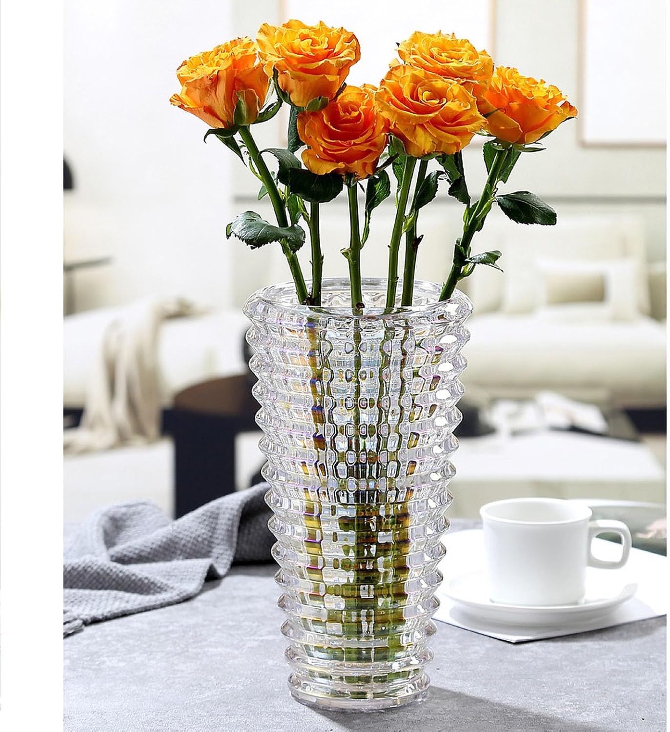 glass vase conical rainbow Decorative for Table Home Decor Office Wedding Living Room