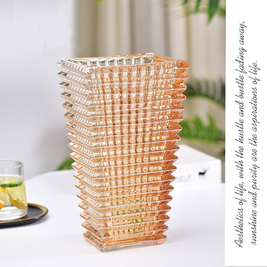 Crystal Glass Vase, Thick Clear Glass Flower Vase, Large Decorative Vases, Flower Arrangement, Hydroponic Ornament for Home Dining Table, Gift for Wedding, Housewarming Party