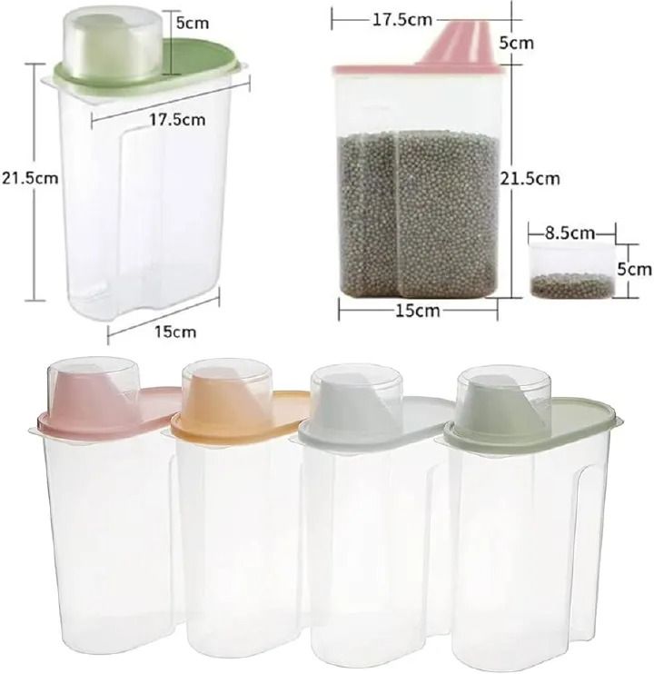 2L CEREAL CONTAINER WITH COVER 🥣 Keep your cereals, grains, and snacks fresh, organized, and easy to access with this durable 2L cereal container. Perfect for home kitchens, pa