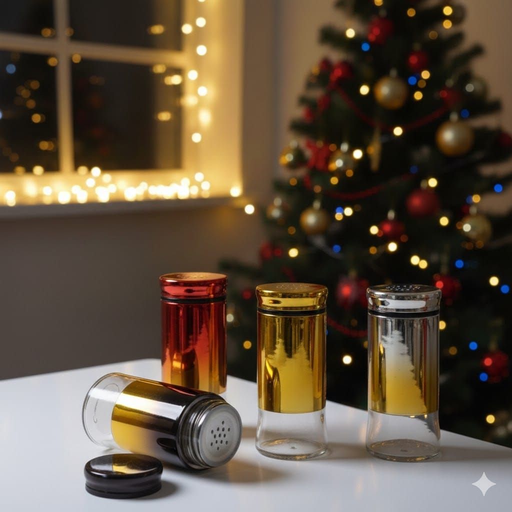 Luxury rainbow  Glass Spice Jar – 4oz Stainless Steel Salt & Pepper Shaker with Clear Bottom