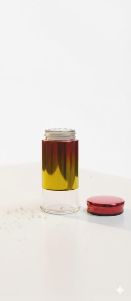 Luxury rainbow  Glass Spice Jar – 4oz Stainless Steel Salt & Pepper Shaker with Clear Bottom