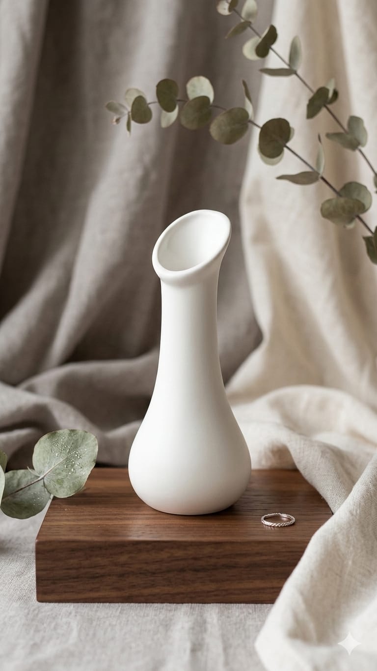 Minimalist Luxury Ceramic Bud Vase – Matte Finish White Porcelain Floral Container for Desktop, Wedding, and Contemporary Interior Styling