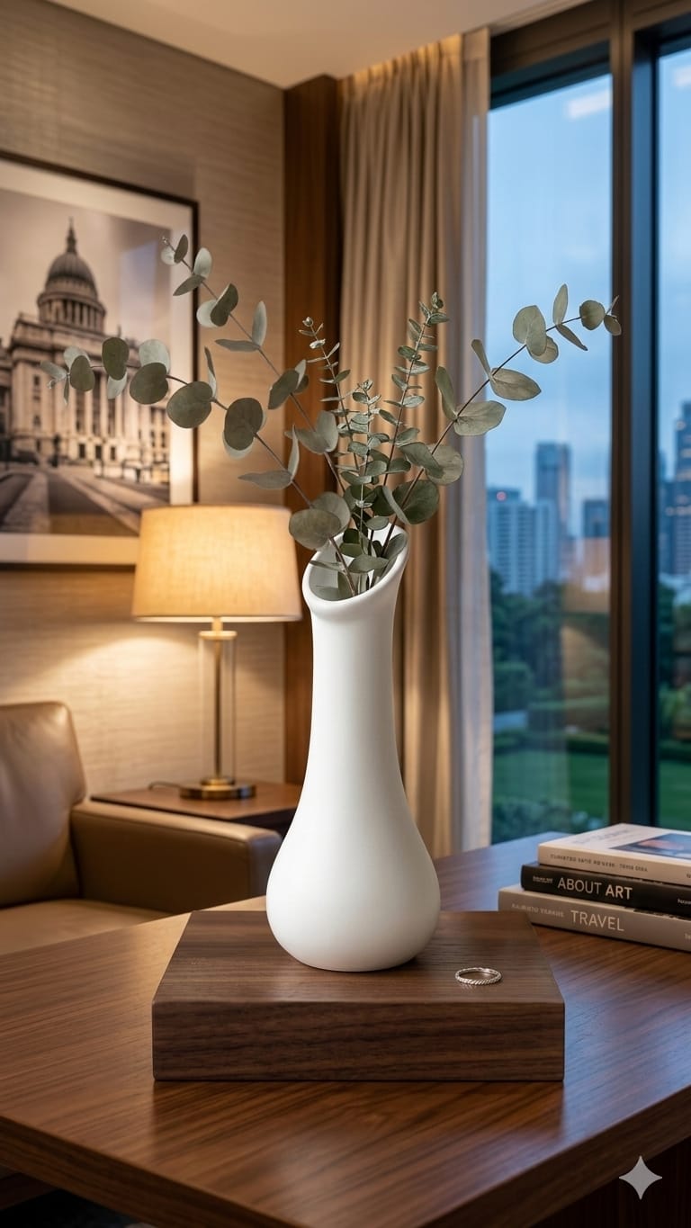 Minimalist Luxury Ceramic Bud Vase – Matte Finish White Porcelain Floral Container for Desktop, Wedding, and Contemporary Interior Styling