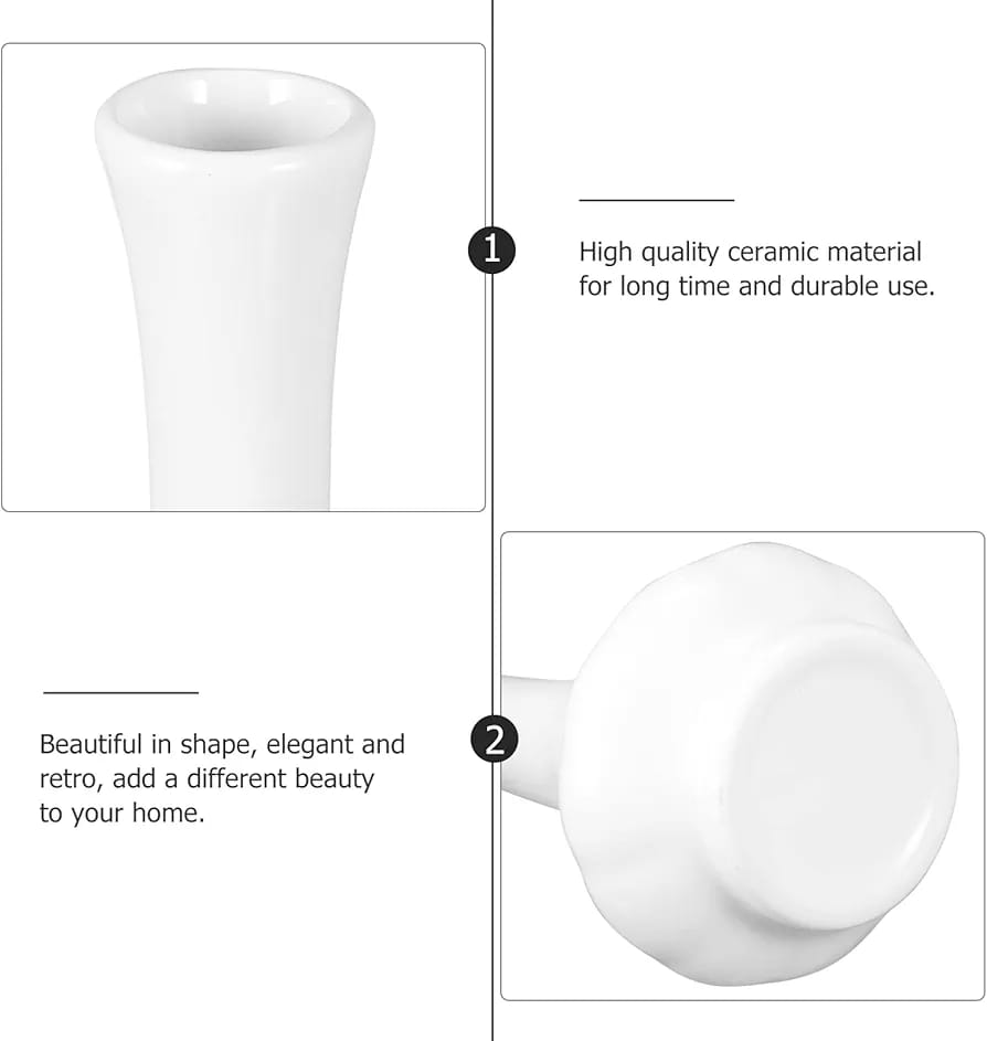 Nordic Style Ribbed Porcelain Vase – Minimalist White Decorative Bud Vase for Bathroom, Bedroom, and Office Styling – High-Gloss Finish