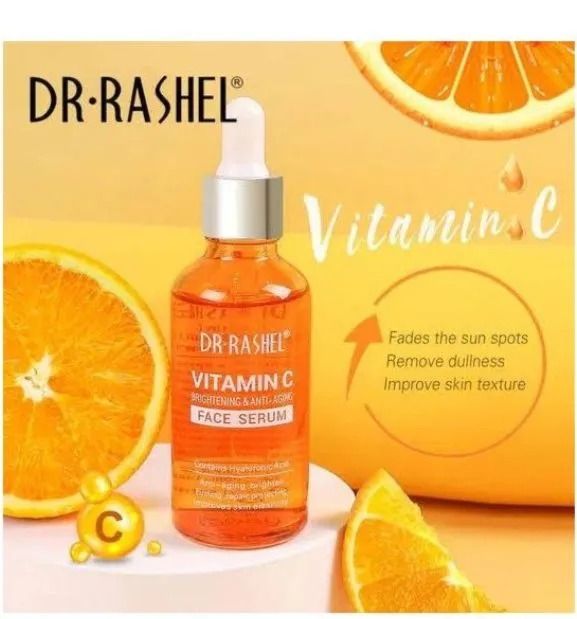 DR.Rashel Vitamin C Face Serum Hyaluronic Acid For Skin Brightening,AntiAging,Fades Darkspots,Reduce Wrinkles,Refines Skin Texture,Improves Skin Elasticity