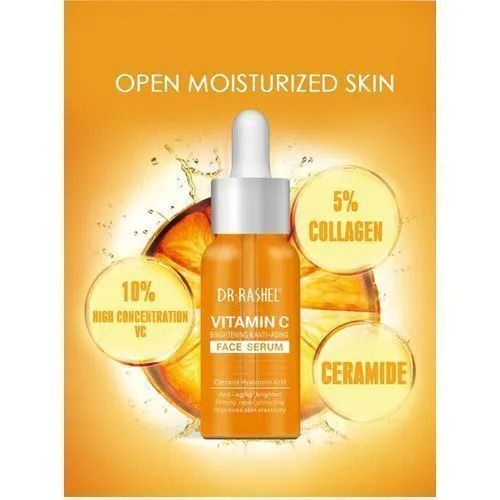 DR.Rashel Vitamin C Face Serum Hyaluronic Acid For Skin Brightening,AntiAging,Fades Darkspots,Reduce Wrinkles,Refines Skin Texture,Improves Skin Elasticity