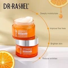 DR.Rashel Vitamin C Brightening & Anti Aging Face Cream Powered By Hyaluronic Acid for Skin Elasticity,Moisturizes,AntiWrinkles Cream,DullSkin