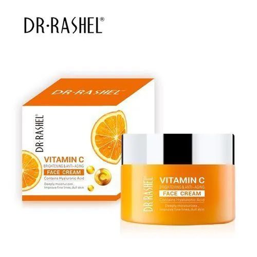 DR.Rashel Vitamin C Brightening & Anti Aging Face Cream Powered By Hyaluronic Acid for Skin Elasticity,Moisturizes,AntiWrinkles Cream,DullSkin