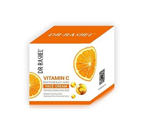 DR.Rashel Vitamin C Brightening & Anti Aging Face Cream Powered By Hyaluronic Acid for Skin Elasticity,Moisturizes,AntiWrinkles Cream,DullSkin
