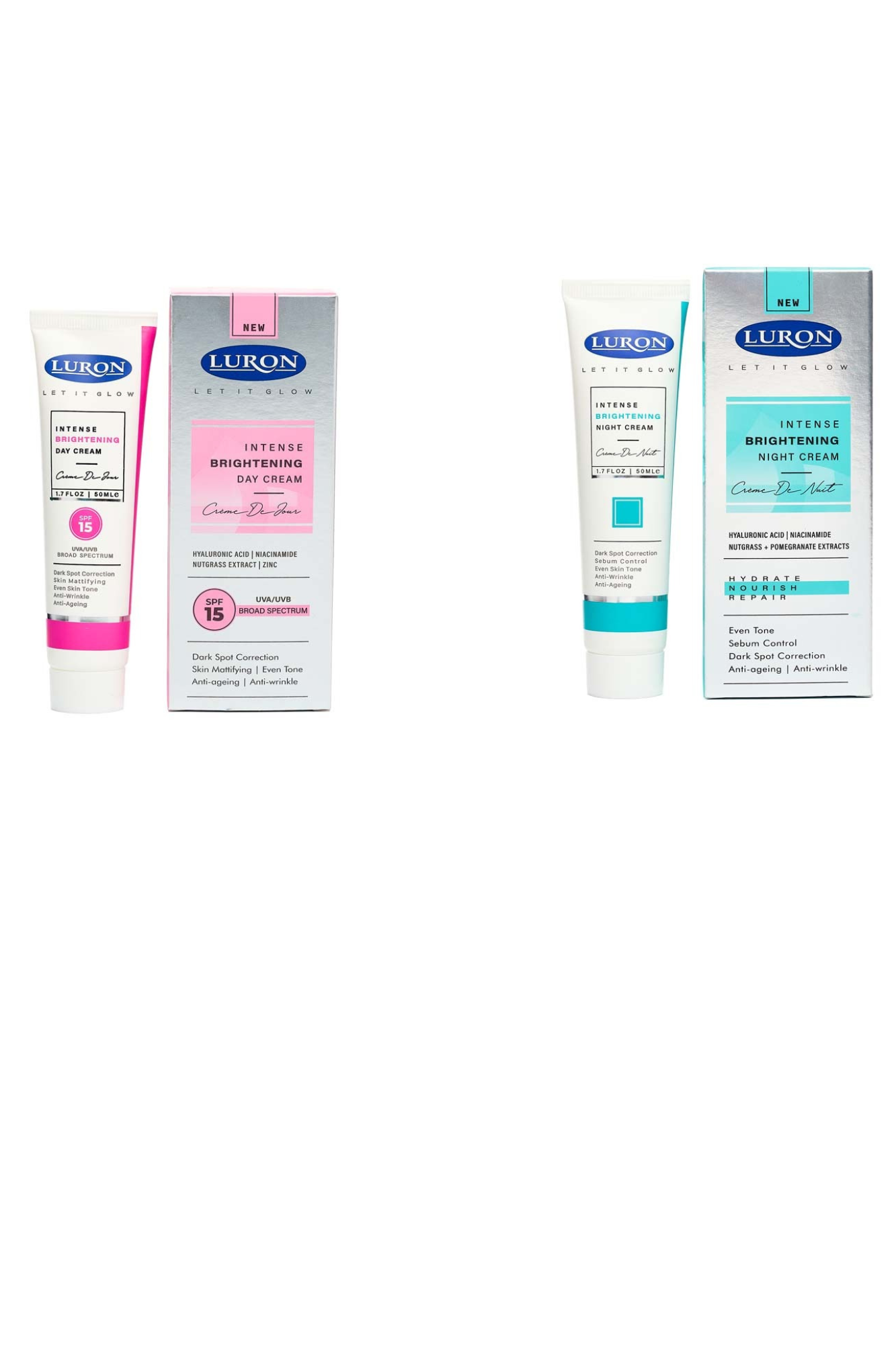 2 in 1 Luron Intense  Brightening Day and Night  Cream for Anti-Aging,Anti Wrinkle,Extra Nourishing,Moisturising,Sebum Control,Dark Spot Correction ,Mafftifying Cream for Oil Control,Sun Protection