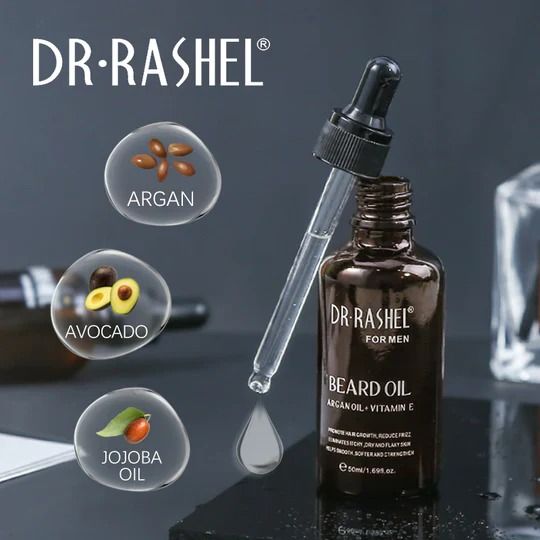 Dr.Rashel Beard Oil Beard growth essential oil with Argan oil and Vitamin E and Hair Growth Essential oil, bald hair treatment oil 260 ML