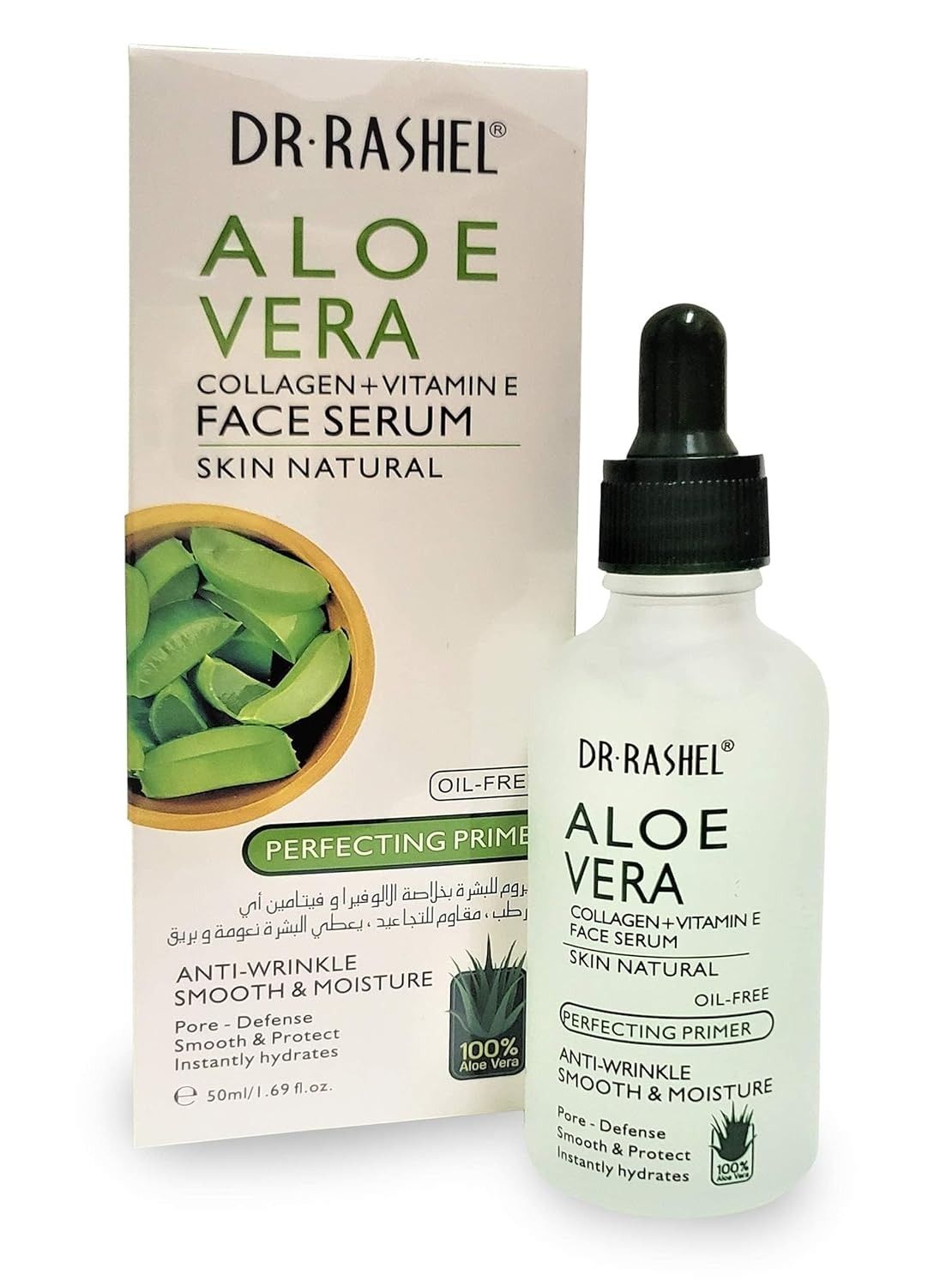 2 in 1 Dr.Rashel Aloe Vera Face Cleanser Soothing & Moisturizing Gel Face Cleanser For Skin Care,Reduce wrin+ Face Serum Collagen, Vitamin E,Anti - Wrinkle,Instantly Smooth Hydrates & Moisture Skin