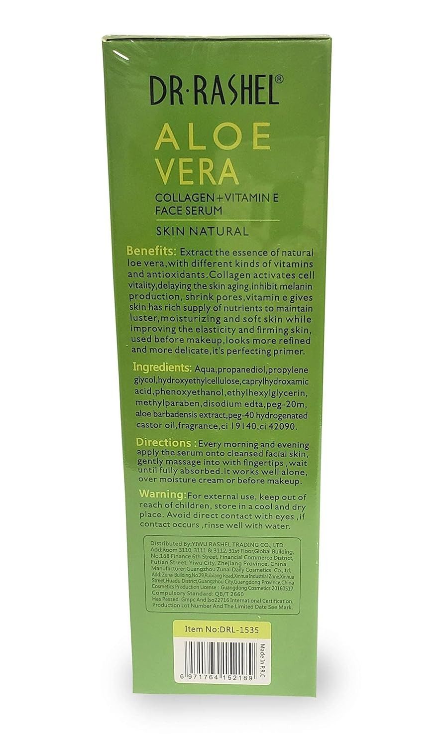 2 in 1 Dr.Rashel Aloe Vera Face Cleanser Soothing & Moisturizing Gel Face Cleanser For Skin Care,Reduce wrin+ Face Serum Collagen, Vitamin E,Anti - Wrinkle,Instantly Smooth Hydrates & Moisture Skin