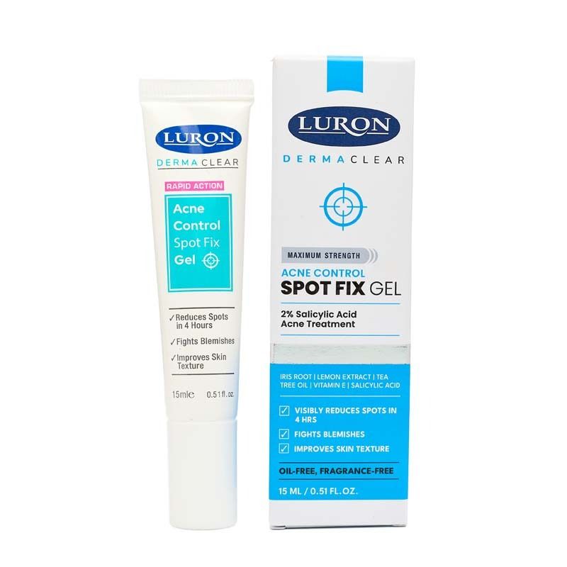 Luron Derma Clear Acne Contol Fix Gel  2% Salicylic Acid Acne Treatment  Visibly reduces Spots, Fights Blemishes,Improves Skin Texture