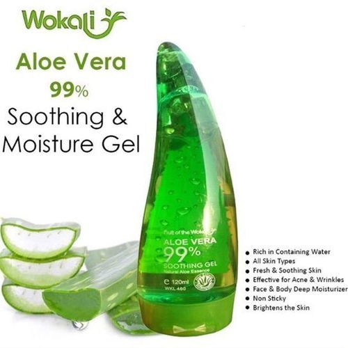 Fruit Of The Wokali Aloe Vera Soothing Gel Sunburn Repair Gel 99% Natural AloeVera Content Treat Sun Burns Brightens Skin Clears Acne wrinkles and Repairs Skin Faster Hydrating Moisturizing Cream