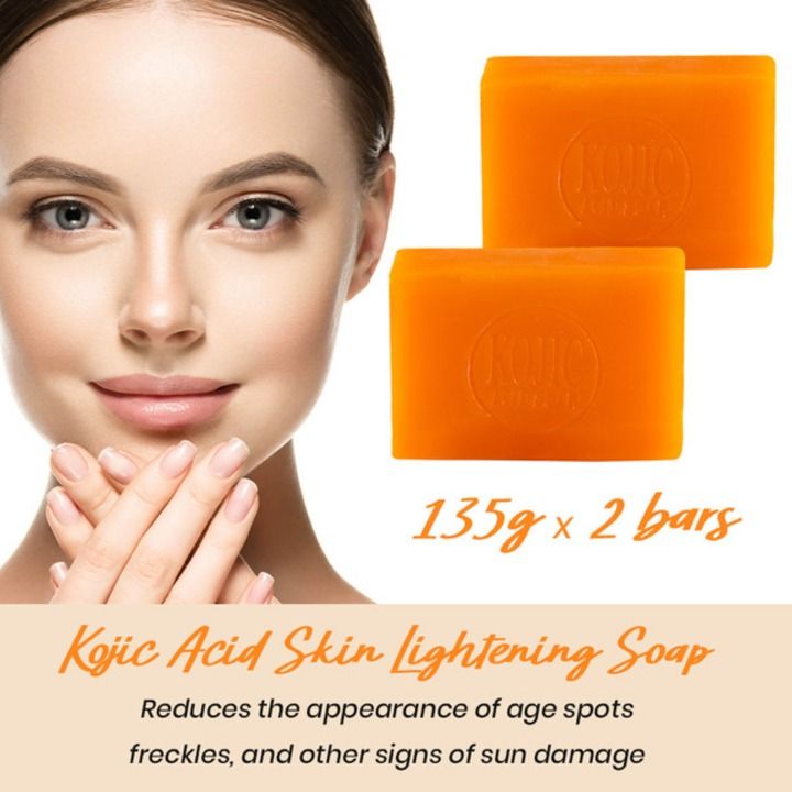 Kojie San 2 Pcs  Acidic Skin Lightening Soap Original Classic Kojic Acid Soap for Dark Spots, Hyperpigmentation, Whitening and Scars Beauty Bar with Coconut Tea Tree Oil for Fair skin