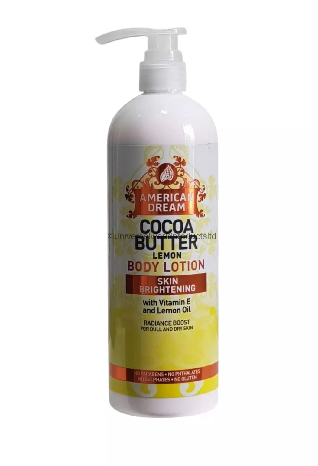 American Dream Cocoa Butter Lemon  Body Lotion Skin Brightening with Vitamin E and Lemon Oil Deep Hydration & Even Skin Tone Fast Absorbing & Non-Greasy Deep Moisturization