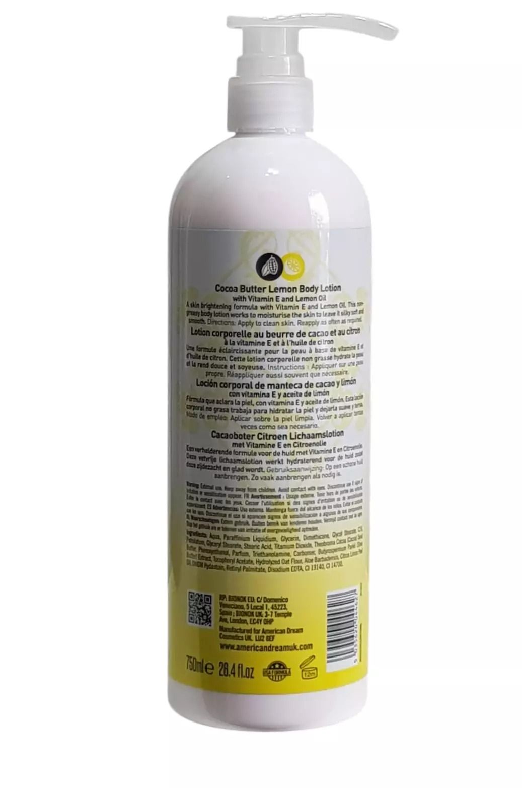 American Dream Cocoa Butter Lemon  Body Lotion Skin Brightening with Vitamin E and Lemon Oil Deep Hydration & Even Skin Tone Fast Absorbing & Non-Greasy Deep Moisturization